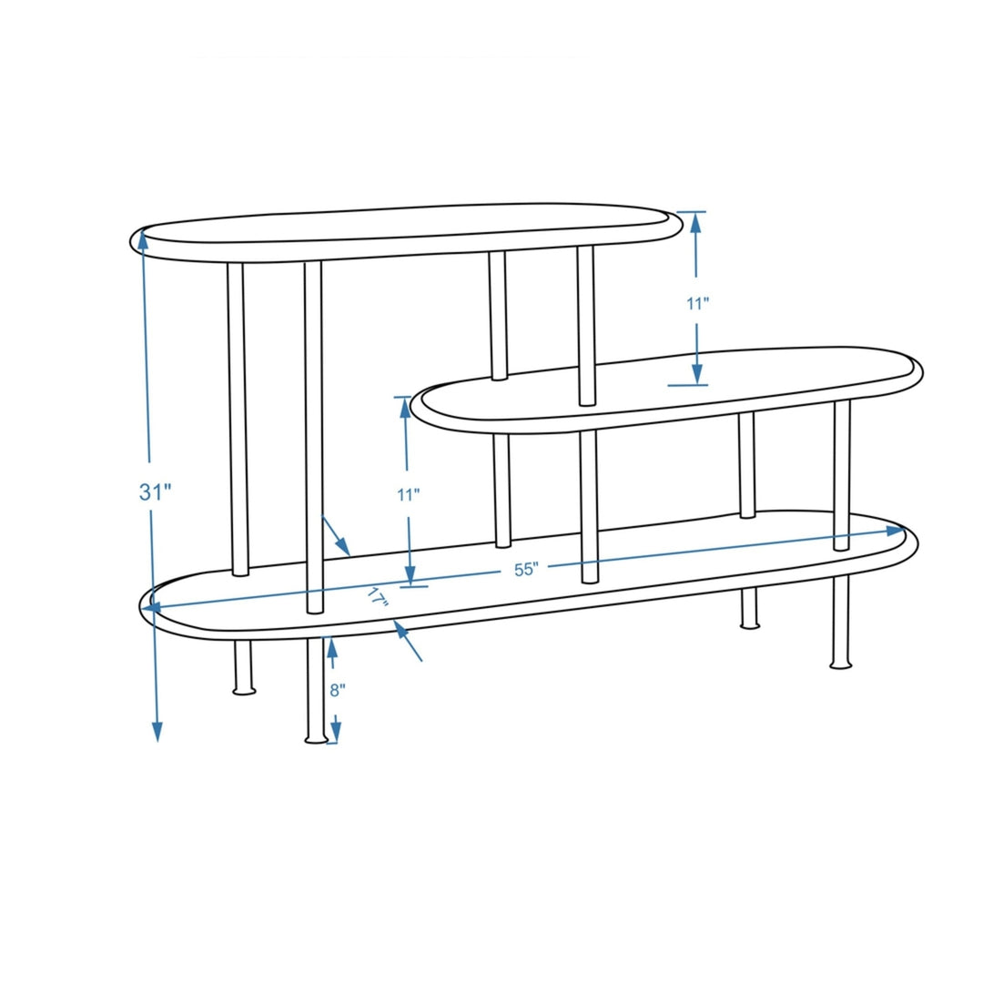 31" White and Gray Iron and Solid Wood Three Tier Bookcase Image 1