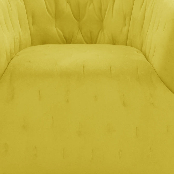 31" Yellow And Black Velvet Tufted Swivel Barrel Chair Image 8