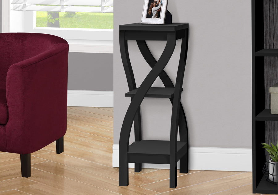 32" Black Square End Table With Two Shelves Image 1