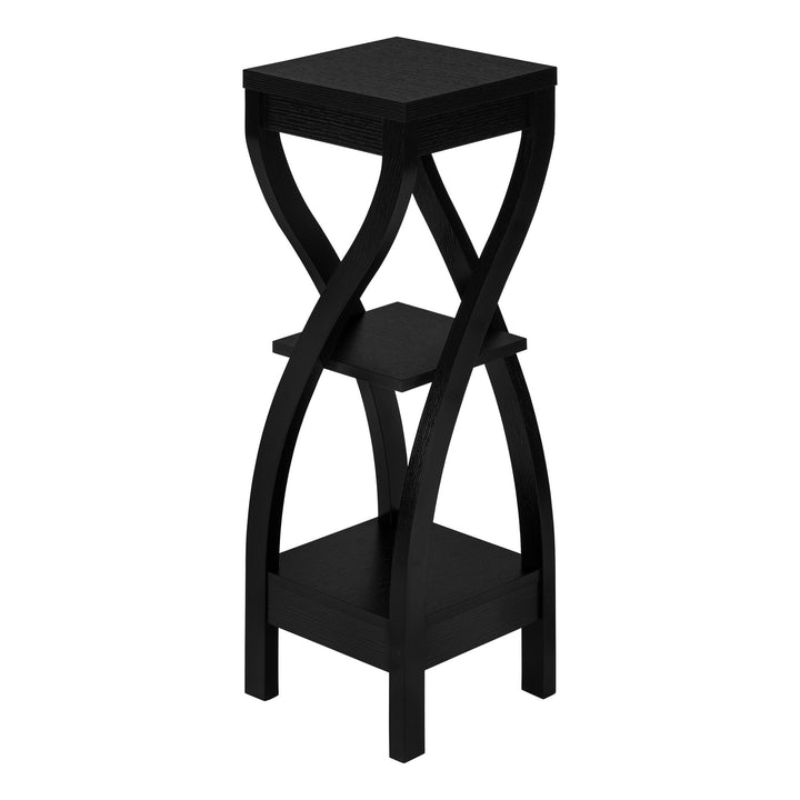 32" Black Square End Table With Two Shelves Image 2