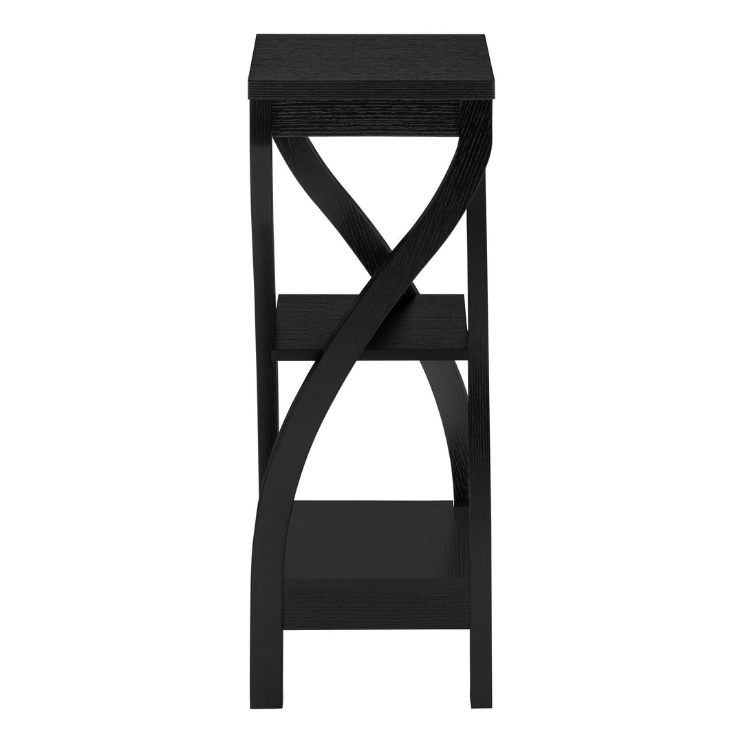 32" Black Square End Table With Two Shelves Image 3