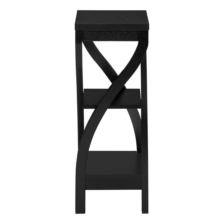 32" Black Square End Table With Two Shelves Image 3