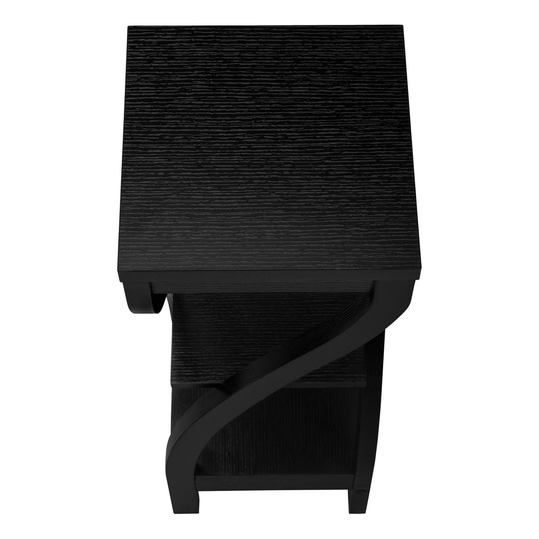 32" Black Square End Table With Two Shelves Image 4