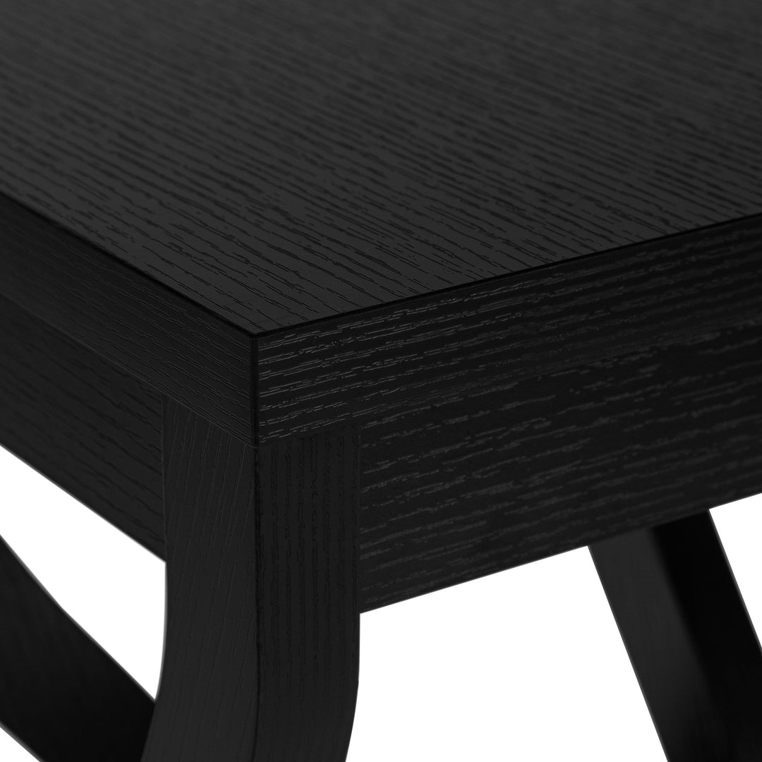 32" Black Square End Table With Two Shelves Image 5