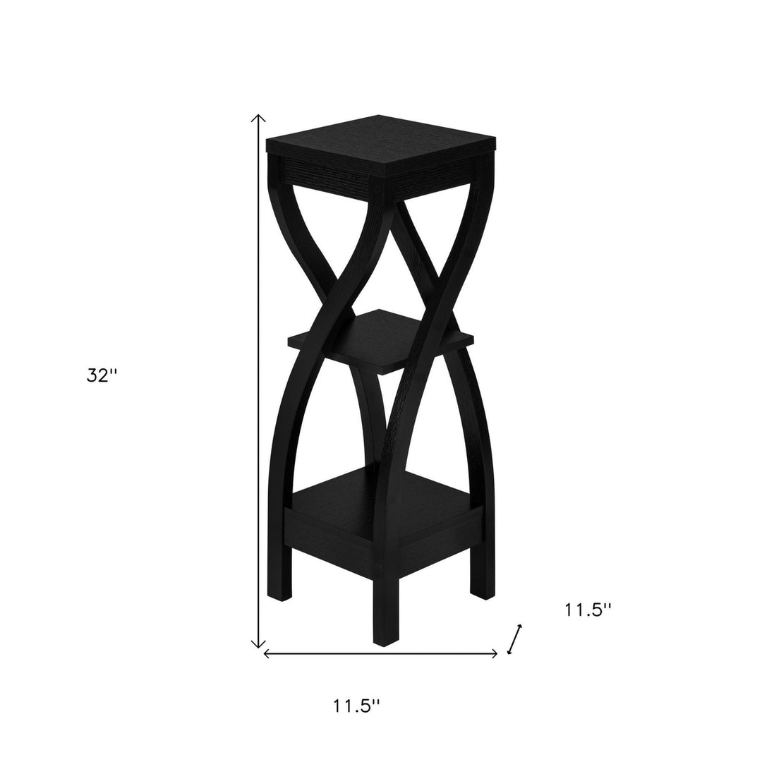 32" Black Square End Table With Two Shelves Image 9