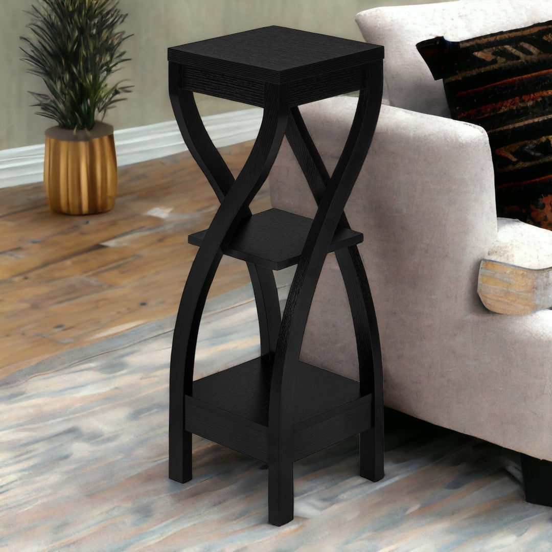 32" Black Square End Table With Two Shelves Image 10