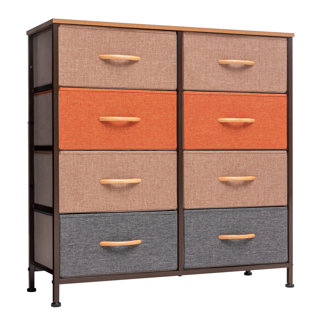 32" Brown Steel and Fabric Eight Drawer Chest Image 1