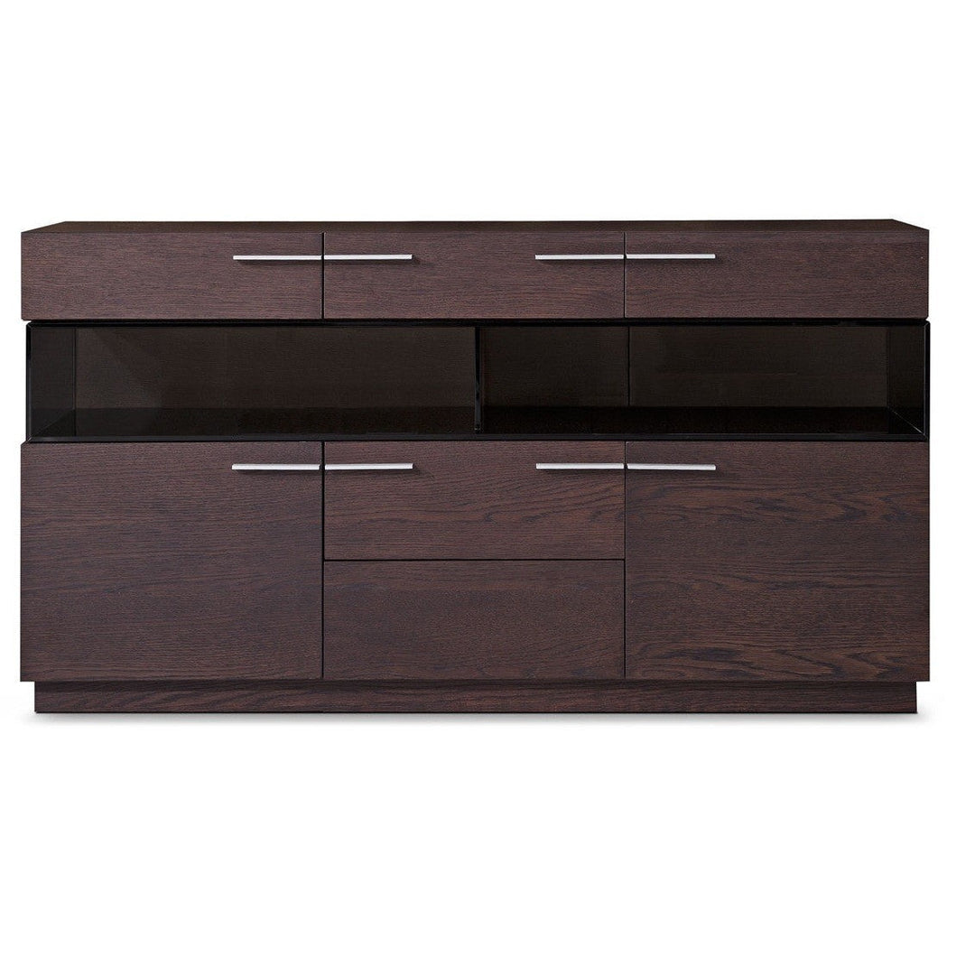 32" Brown Veneer And Glass Buffet Image 2