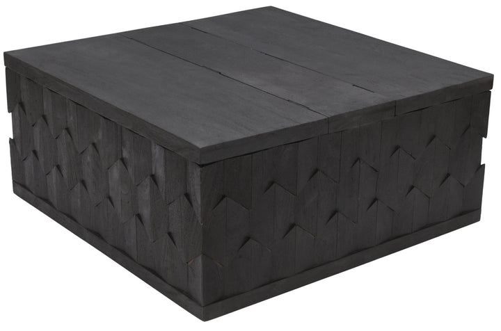 40" Dark Gray Solid Wood Square Distressed Coffee Table Image 1