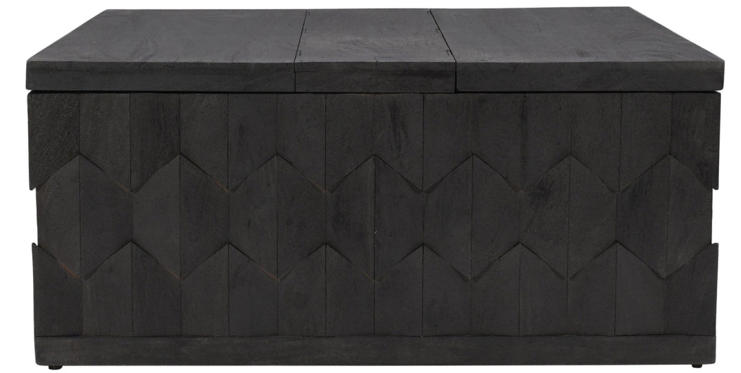 40" Dark Gray Solid Wood Square Distressed Coffee Table Image 2