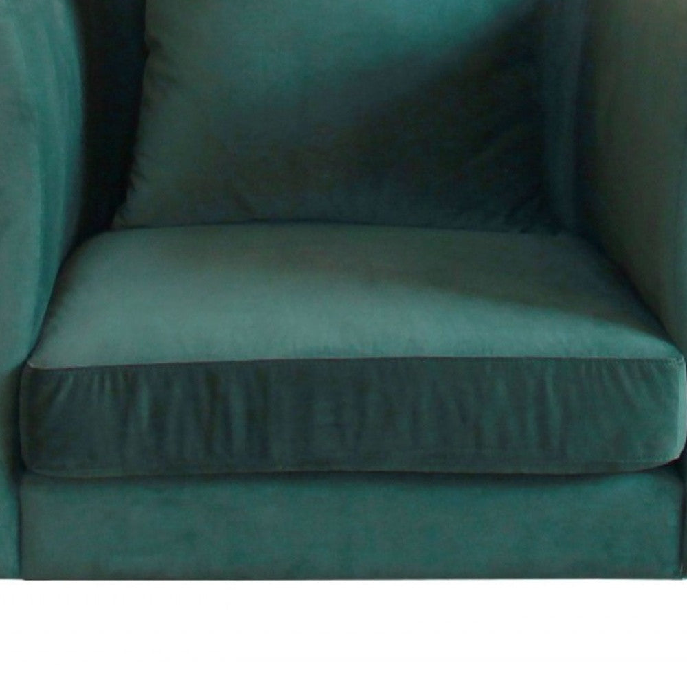 32" Green Velvet And Black Solid Color Arm Chair Image 4