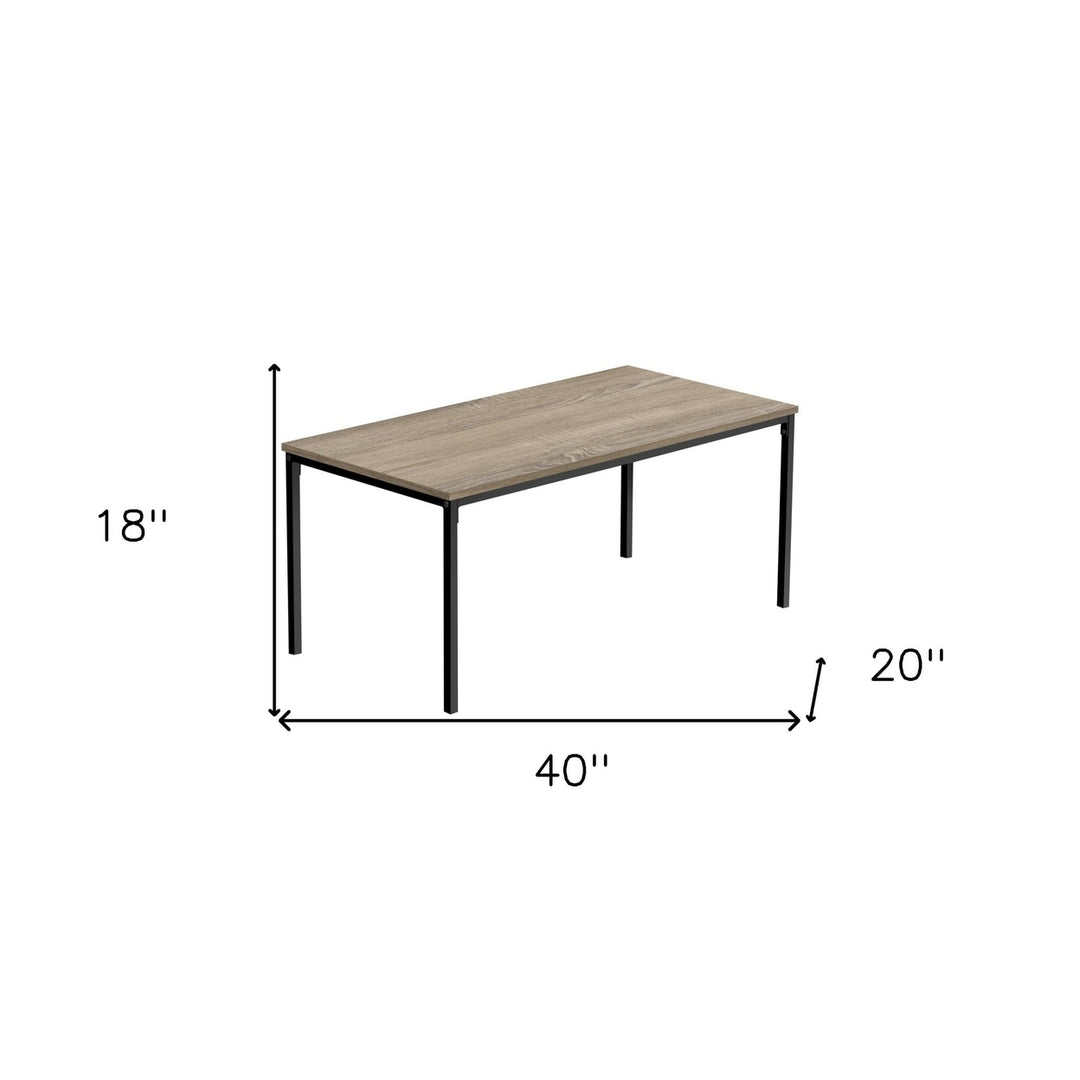 40" Dark Taupe And Black Rectangular Coffee Table Image 5