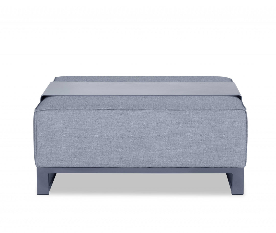 40" Gray Linen Cocktail Ottoman Image 1