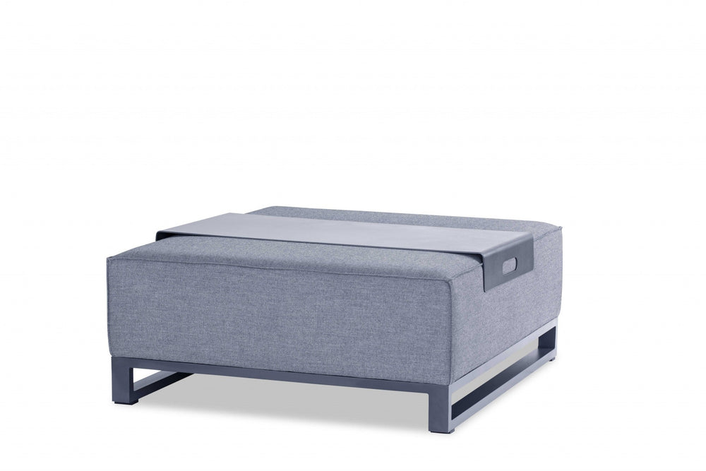 40" Gray Linen Cocktail Ottoman Image 2