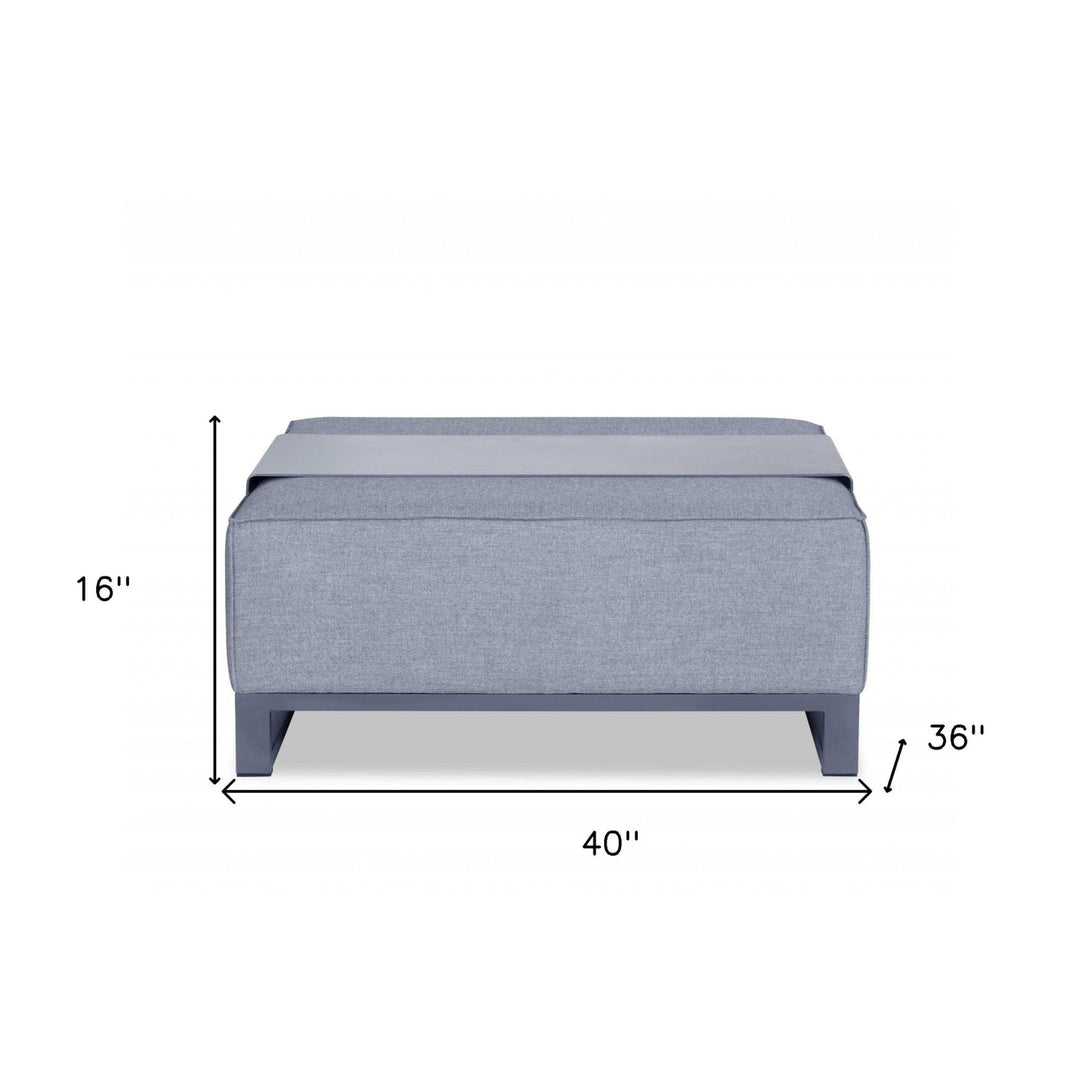 40" Gray Linen Cocktail Ottoman Image 4