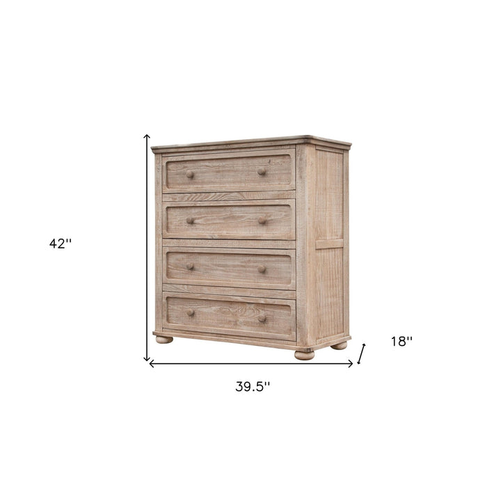 40" Natural Solid Wood Four Drawer Chest Image 4