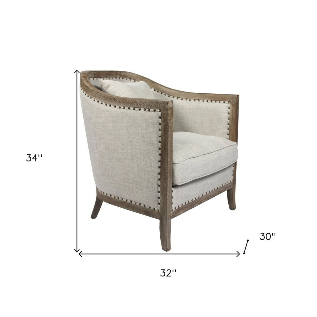 32" Natural Linen Solid Color Lounge Chair Image 5