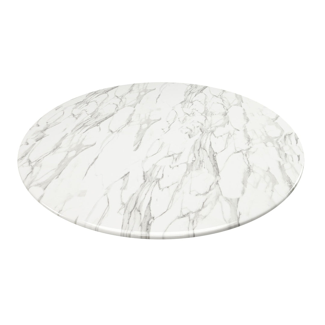 32" White And Gold Marble And Metal Dining Image 2