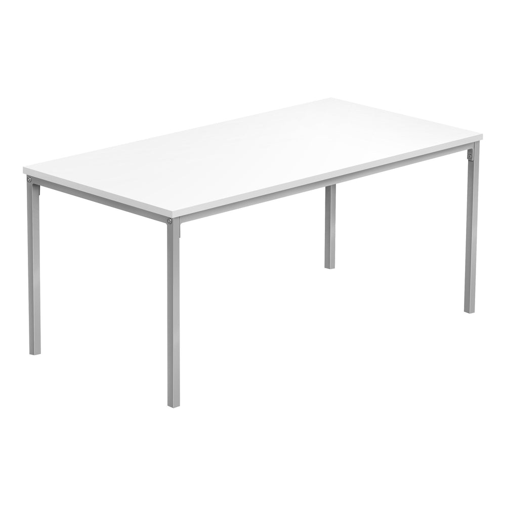 40" White And Silver Rectangular Coffee Table Image 2