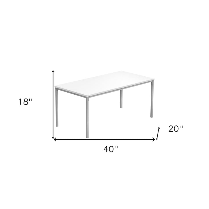 40" White And Silver Rectangular Coffee Table Image 5