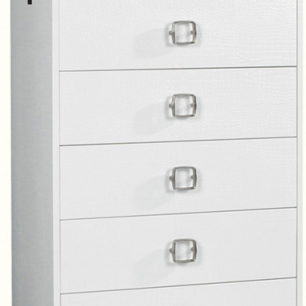 32" White Manufactured Wood + Solid Wood Stainless Steel Six Drawer Chest Image 4