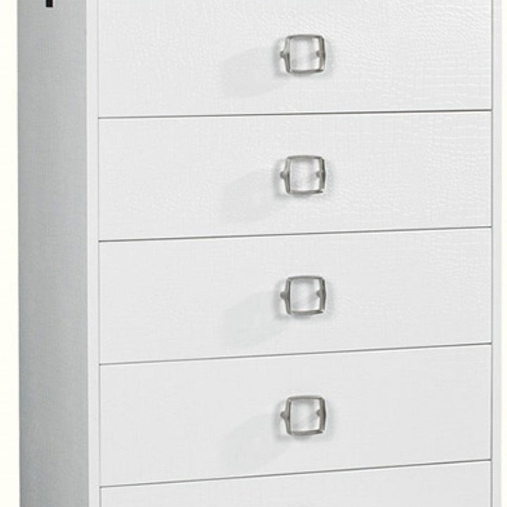 32" White Manufactured Wood + Solid Wood Stainless Steel Six Drawer Chest Image 4