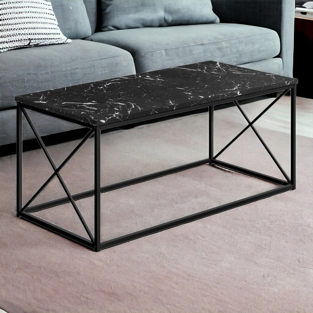 41" Black Rectangular Coffee Table Image 6