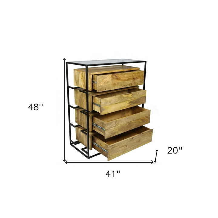 41" Natural Solid Wood Four Drawer Chest Image 6