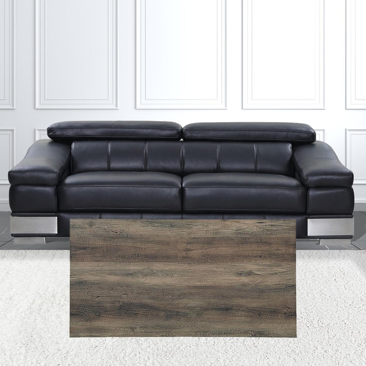 42" Black And Rustic Oak Rectangular Coffee Table With Two Shelves Image 5