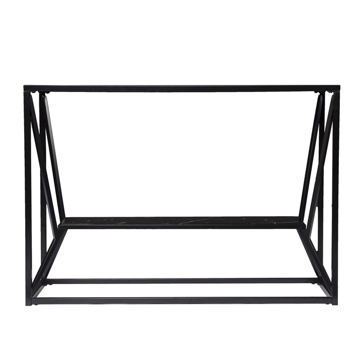 42" Black Glass Frame Console Table With Storage Image 2