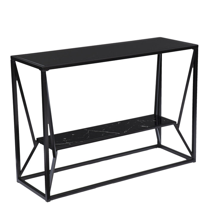 42" Black Glass Frame Console Table With Storage Image 4