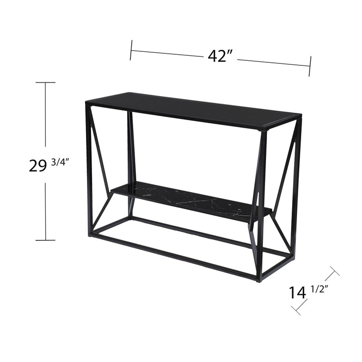 42" Black Glass Frame Console Table With Storage Image 6