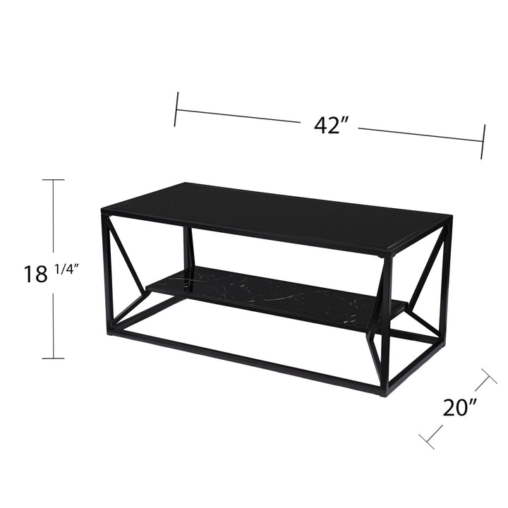 42" Black Glass And Metal Rectangular Coffee Table Image 5