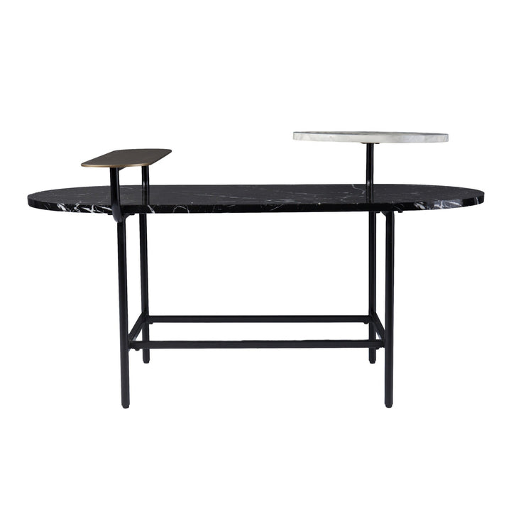 42" Black Manufactured Wood And Metal Free Form Coffee Table Image 2