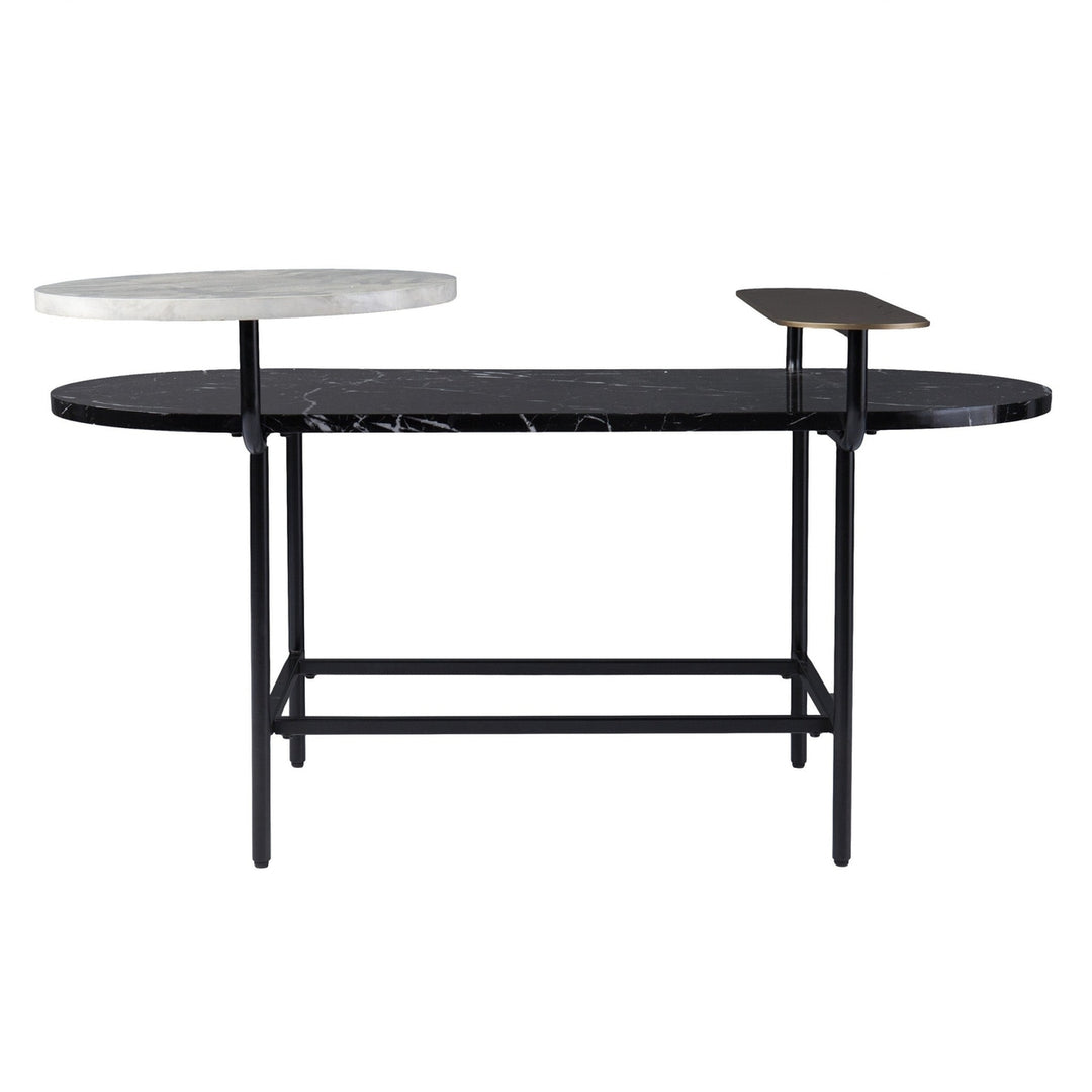 42" Black Manufactured Wood And Metal Free Form Coffee Table Image 6