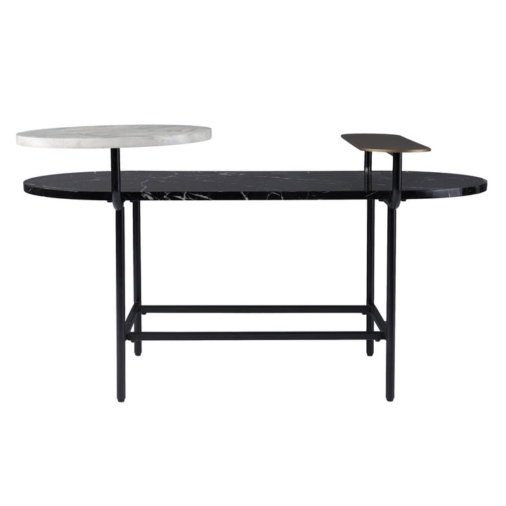 42" Black Manufactured Wood And Metal Free Form Coffee Table Image 6