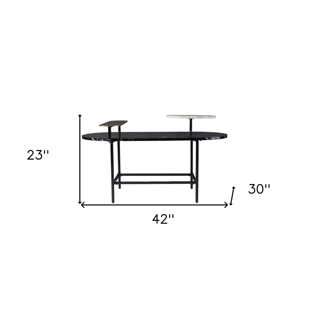 42" Black Manufactured Wood And Metal Free Form Coffee Table Image 10