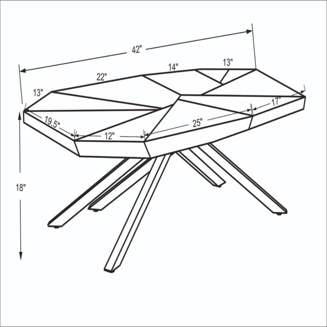 42" Brown And Dark Gray Solid And Manufactured Wood And Iron Free Form Coffee Table Image 4