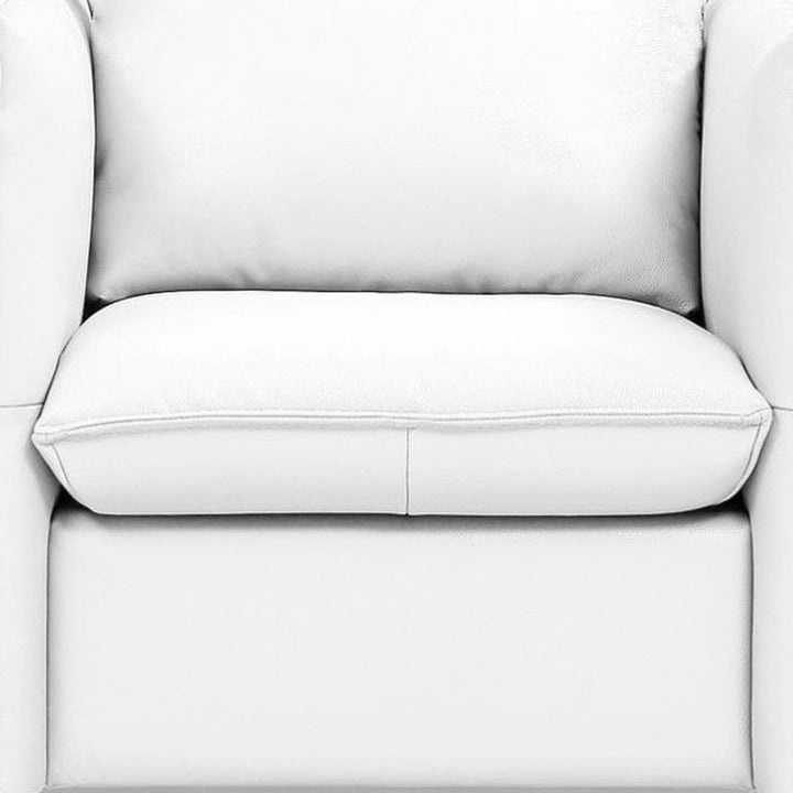 36" White Genuine Leather And Silver Swivel Accent Chair Image 5