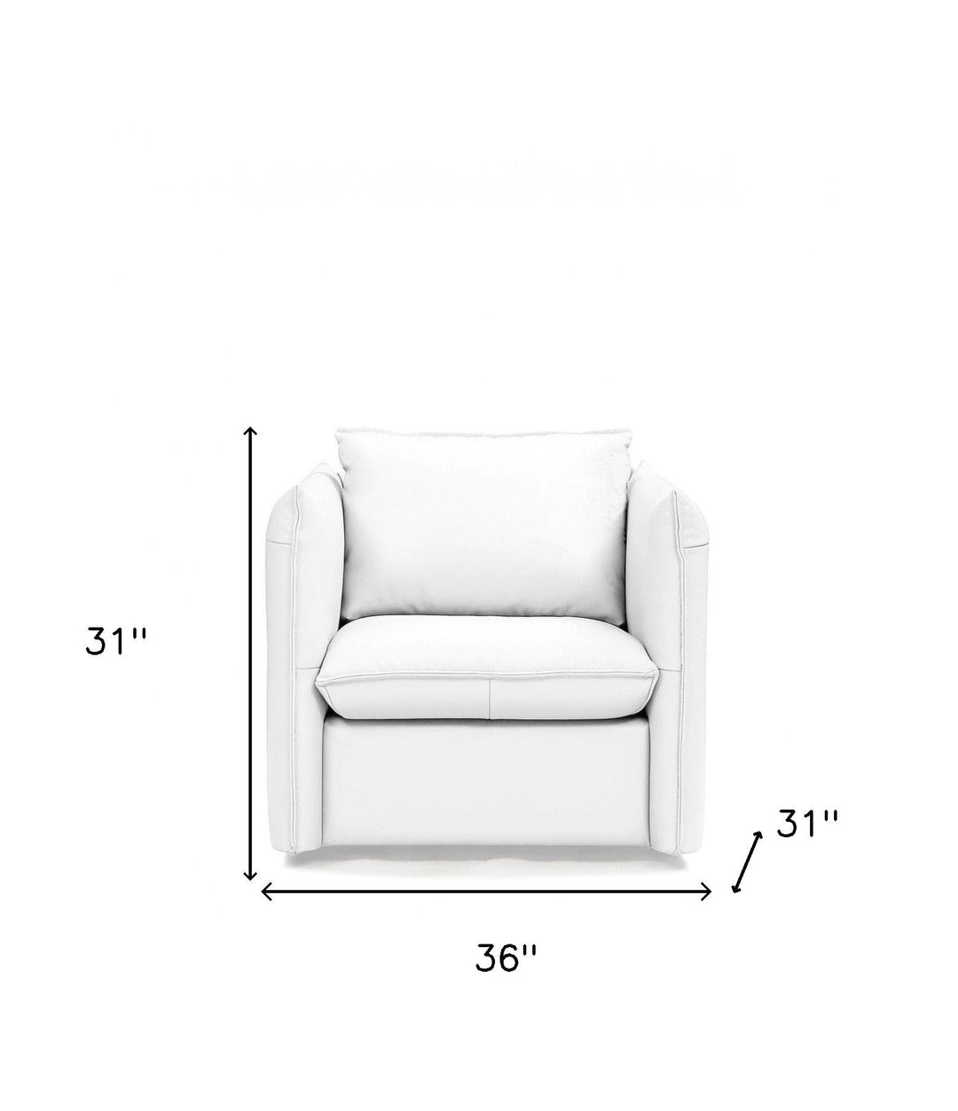 36" White Genuine Leather And Silver Swivel Accent Chair Image 7