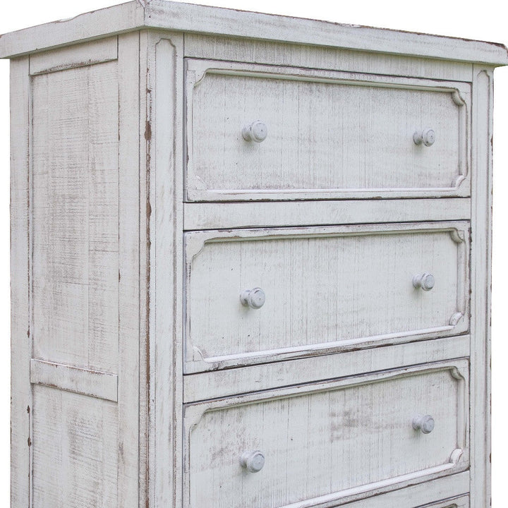 37" Antiqued White Solid Wood Four Drawer Chest Image 4