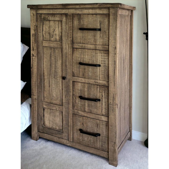 37" Brown Solid Wood Four Drawer Chest Image 6