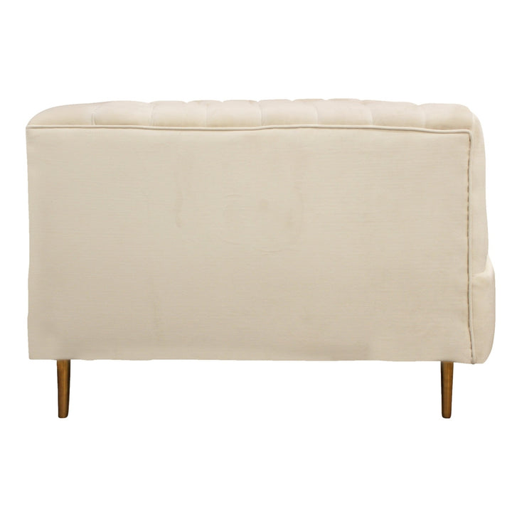 37" Ivory Velvet And Gold Solid Color Lounge Chair Image 5