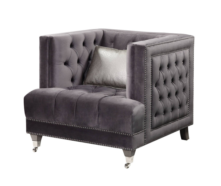 38" Black Tufted Arm Chair Image 1