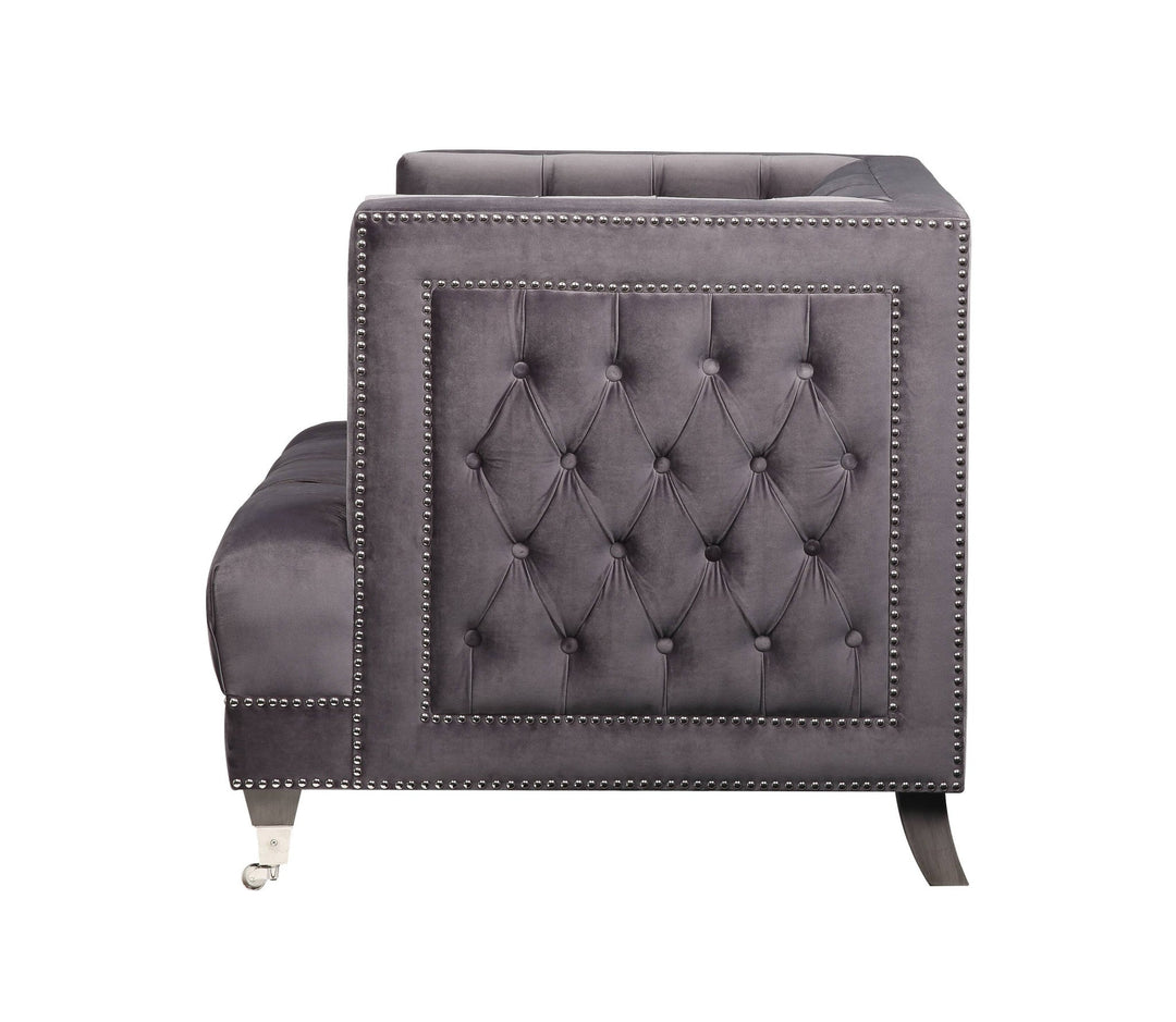 38" Black Tufted Arm Chair Image 3