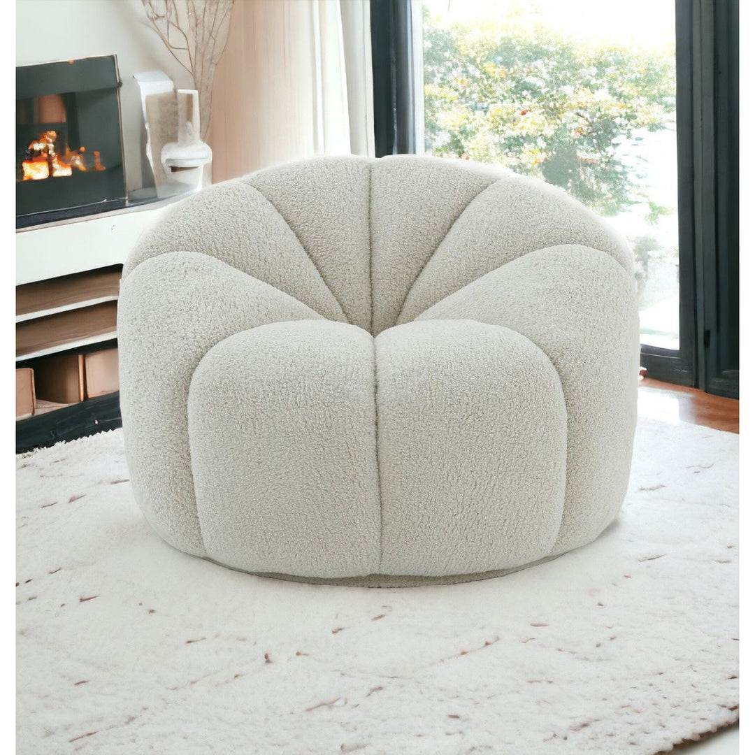 38" White Sherpa Lounge Chair Image 5