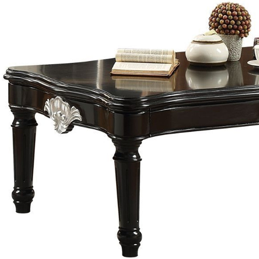 55" Black Rectangular Coffee Table Image 3