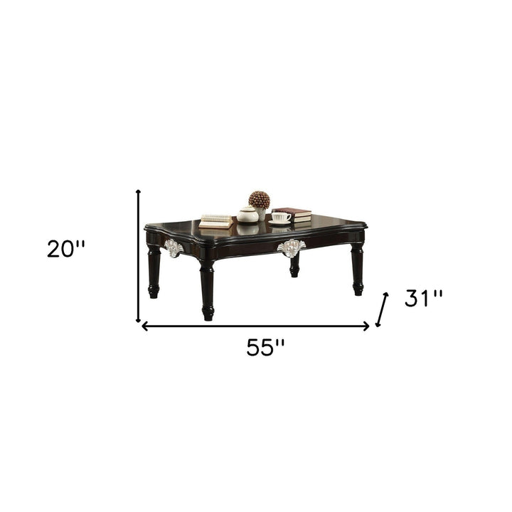 55" Black Rectangular Coffee Table Image 5