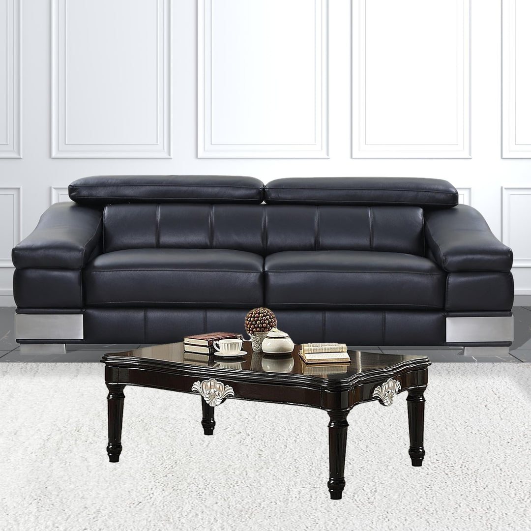 55" Black Rectangular Coffee Table Image 6