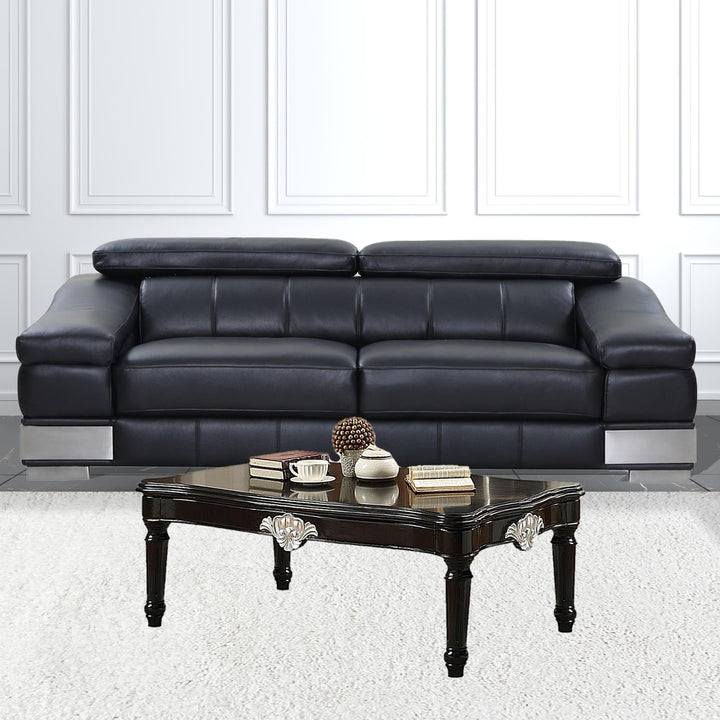 55" Black Rectangular Coffee Table Image 6